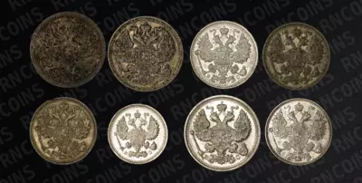 Лот из восьми монет 1907-1916 годов